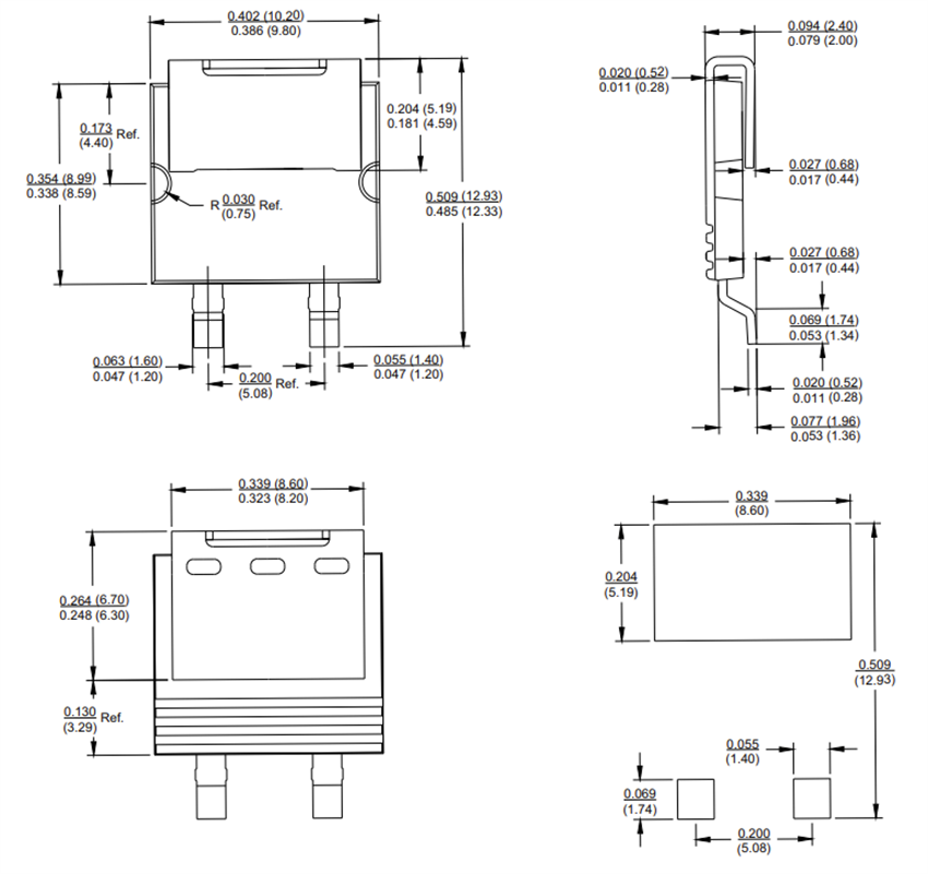 Mechanical Drawing - Vishay General Semiconductor SE30CLJ Surface-Mount High Voltage Rectifiers